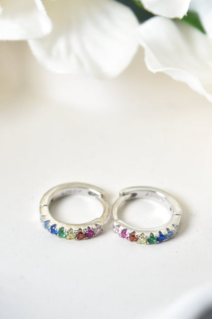 Rainbow Hoop Earrings 14k G