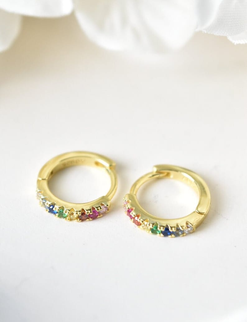 Rainbow Hoop Earrings 14k G