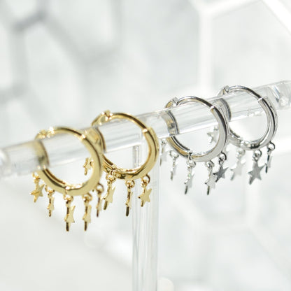 Dangle Hoop Earrings 14k Gold