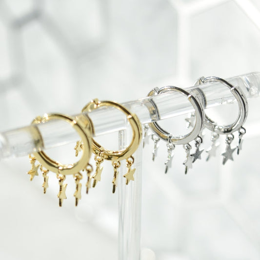 Dangle Hoop Earrings 14k Gold