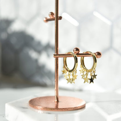 Dangle Hoop Earrings 14k Gold